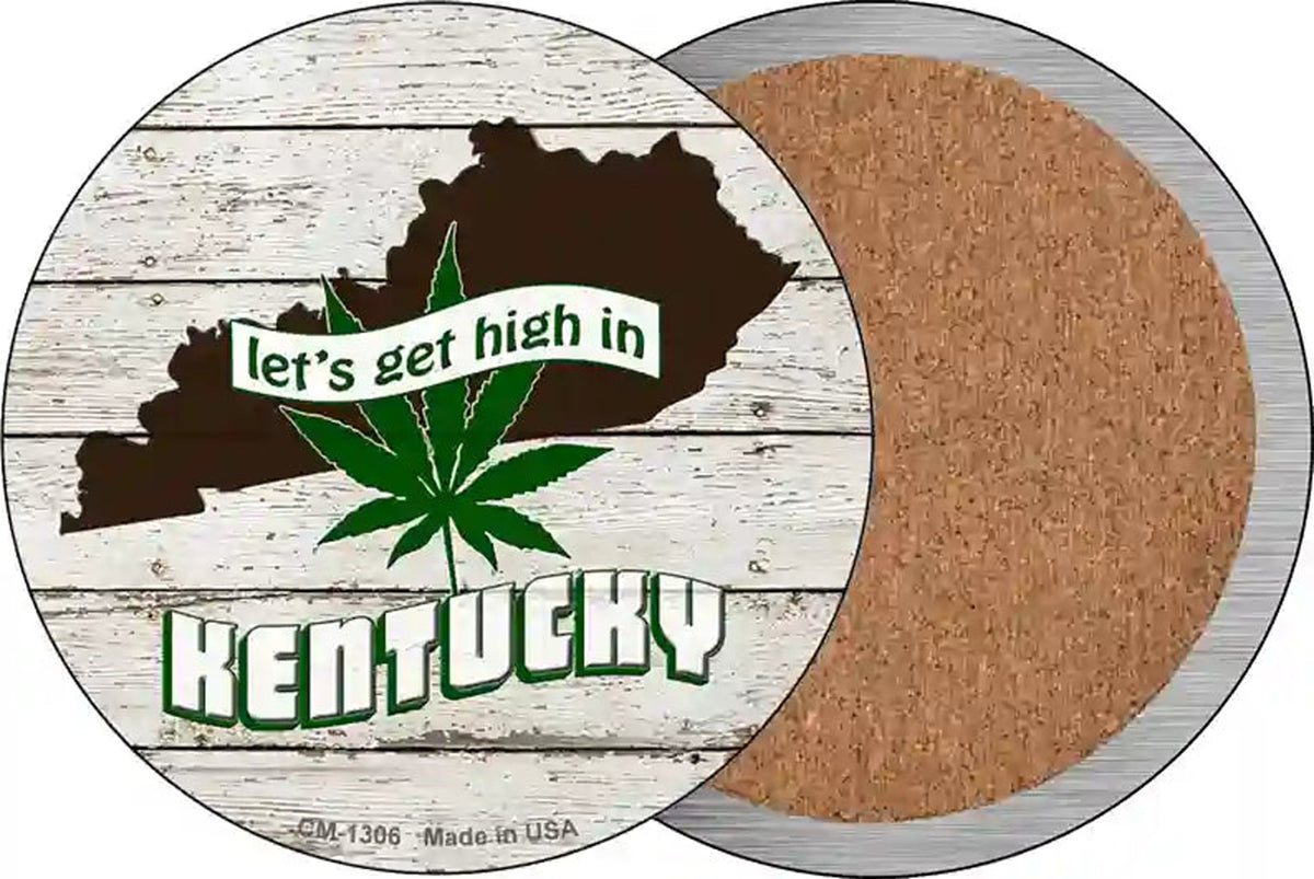 Lets Get High In Kentucky Novelty Circle Coaster Set of 4