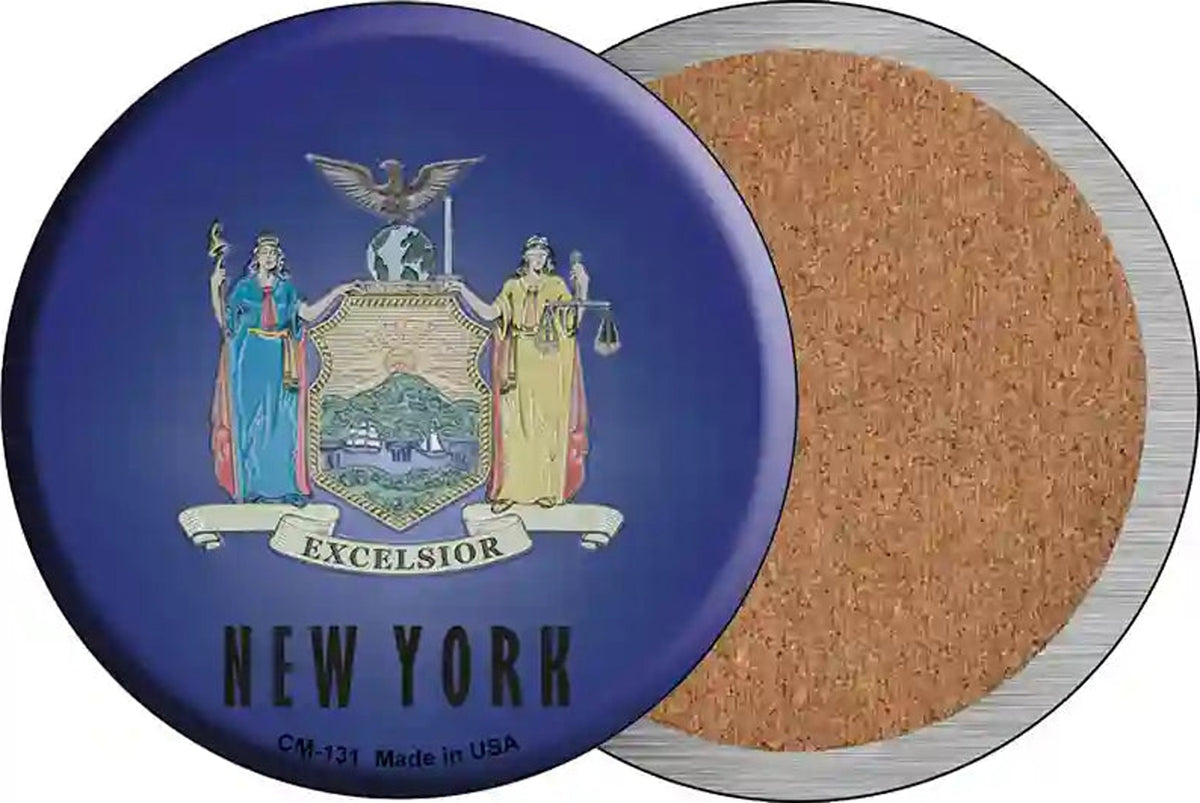 New York State Flag Novelty Circle Coaster Set of 4