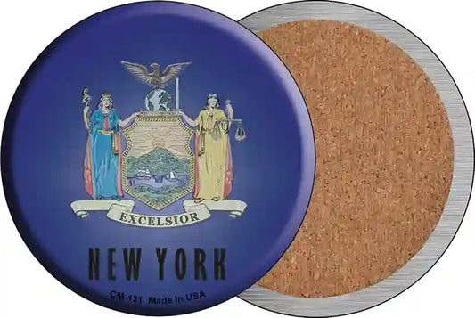 New York State Flag Novelty Circle Coaster Set of 4