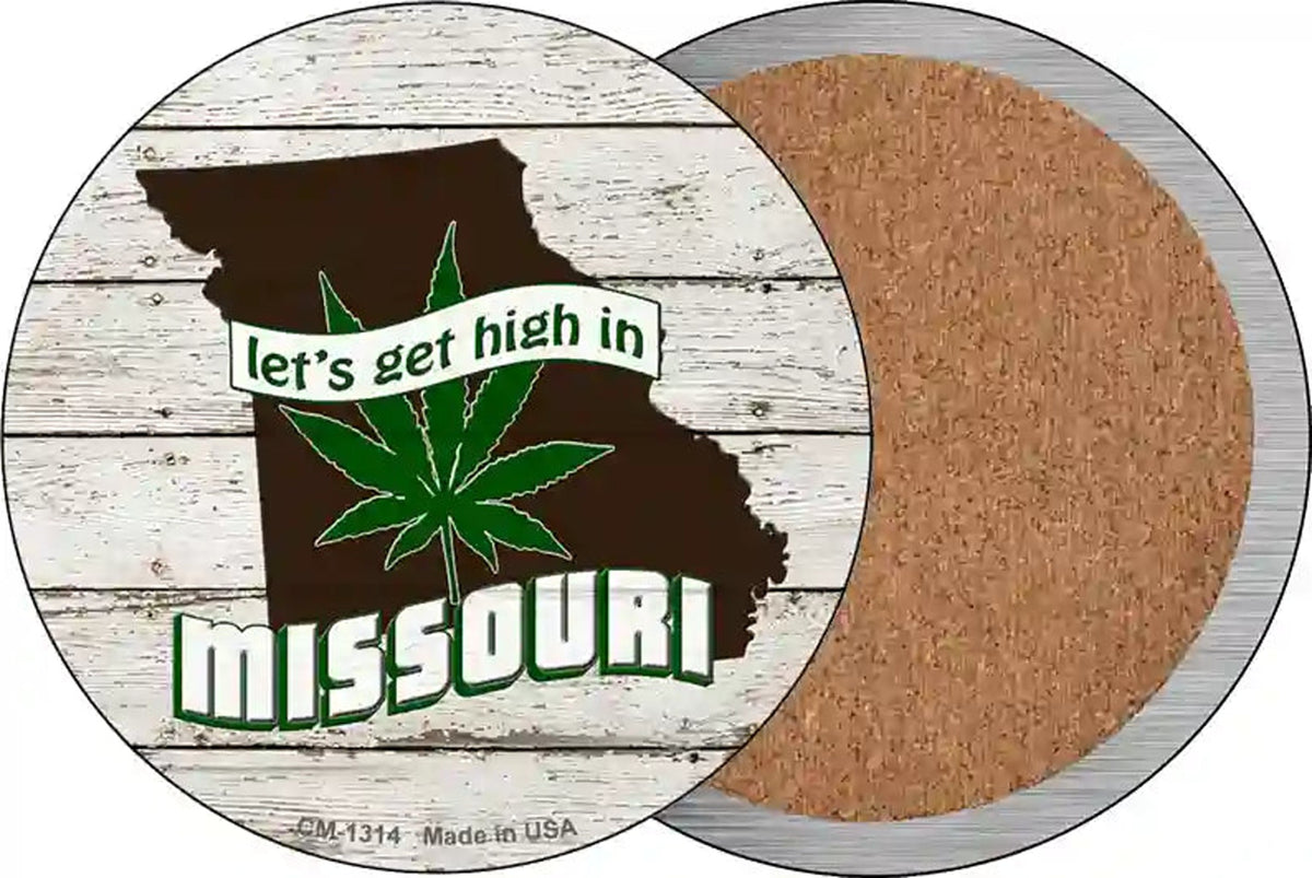 Lets Get High In Missouri Novelty Circle Coaster Set of 4