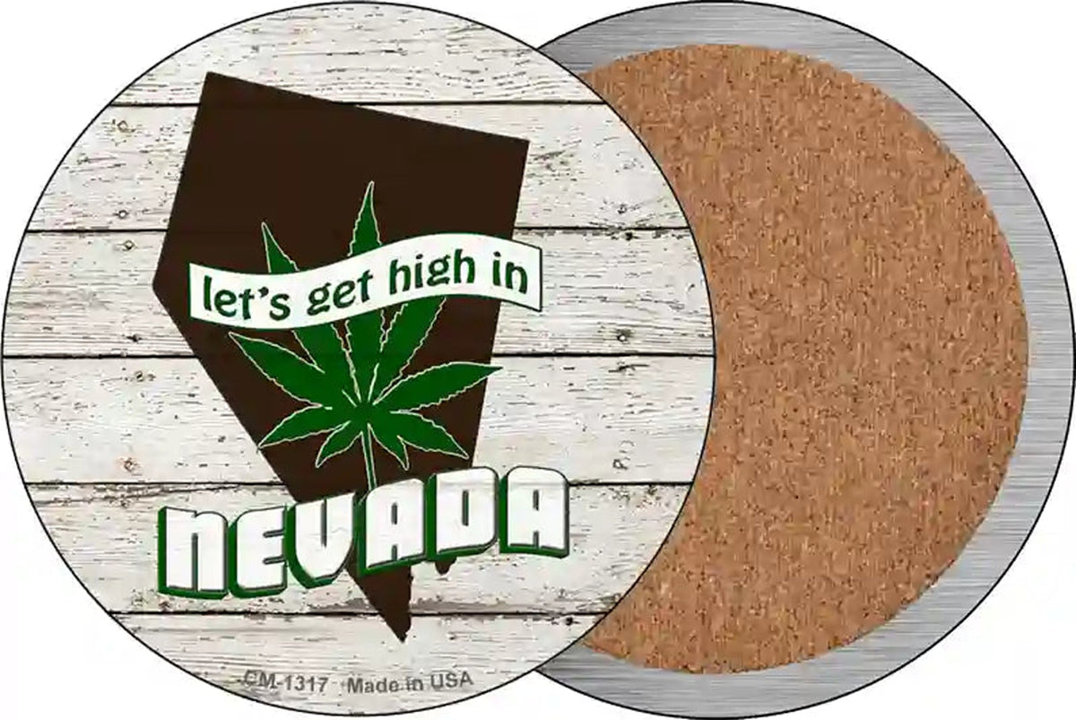 Lets Get High In Nevada Novelty Circle Coaster Set of 4