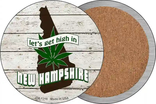 Lets Get High In New Hampshire Novelty Circle Coaster Set of 4