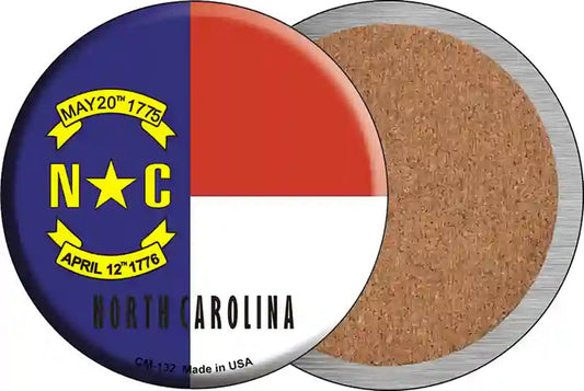 North Carolina State Flag Novelty Circle Coaster Set of 4