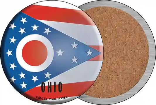Ohio State Flag Novelty Circle Coaster Set of 4