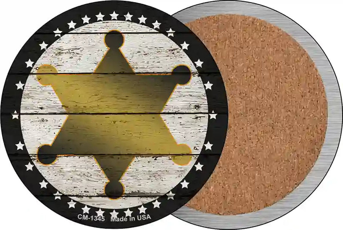 Sheriff Star Novelty Circle Coaster Set of 4