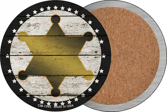 Sheriff Star Novelty Circle Coaster Set of 4