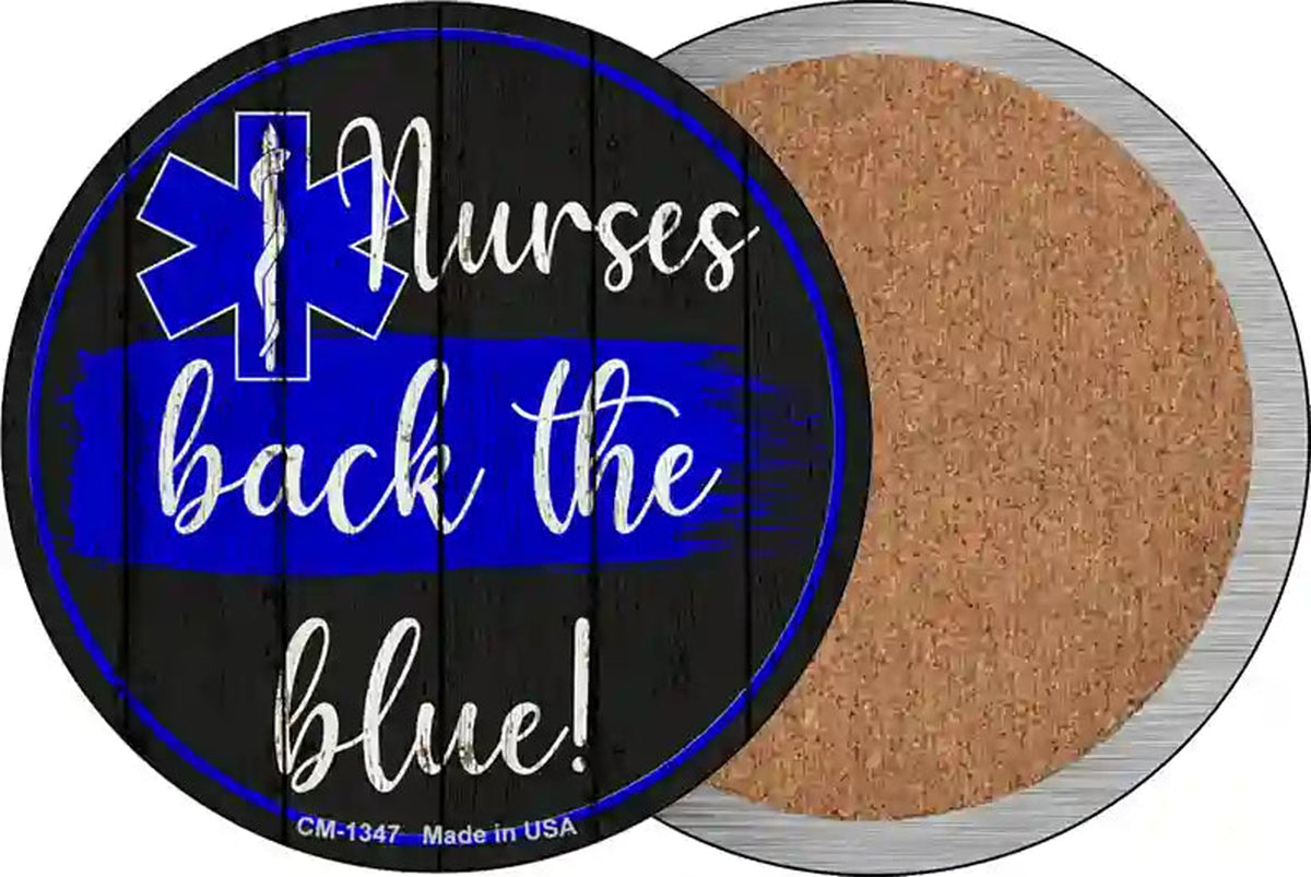 Nurses Back The Blue Novelty Circle Coaster Set of 4