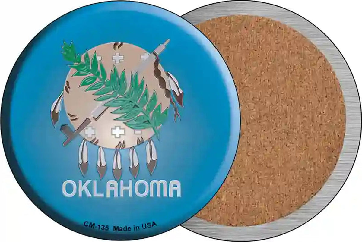 Oklahoma State Flag Novelty Circle Coaster Set of 4