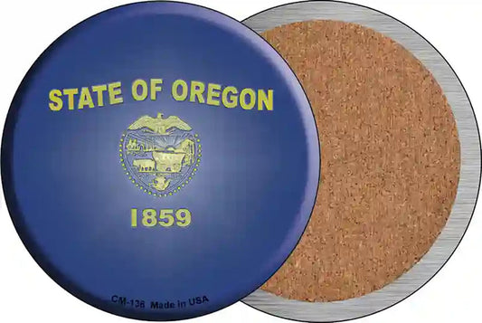 Oregon State Flag Novelty Circle Coaster Set of 4