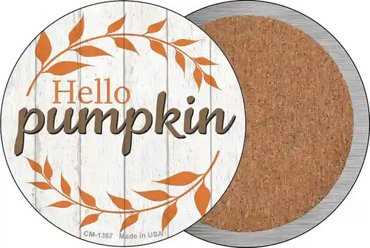 Hello Pumpkin Novelty Circle Coaster Set of 4