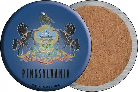 Pennsylvania Flag Novelty Circle Coaster Set of 4