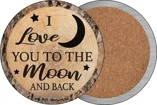 Moon And Back Novelty Circle Coaster Set of 4