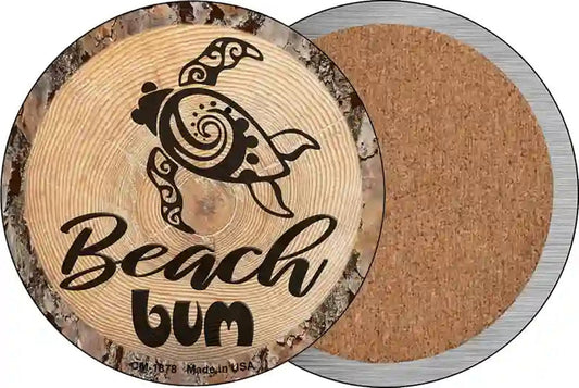 Beach Bum Seaturtle Novelty Circle Coaster Set of 4