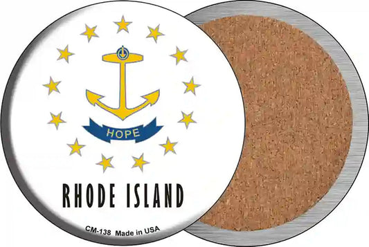 Rhode Island State Flag Novelty Circle Coaster Set of 4