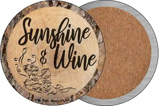 Sunshine and Wine Novelty Circle Coaster Set of 4