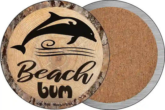 Beach Bum Dolphin Novelty Circle Coaster Set of 4
