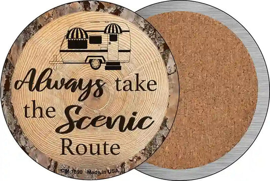 Scenic Route Novelty Circle Coaster Set of 4