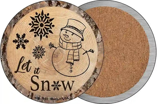 Let it Snow Novelty Circle Coaster Set of 4
