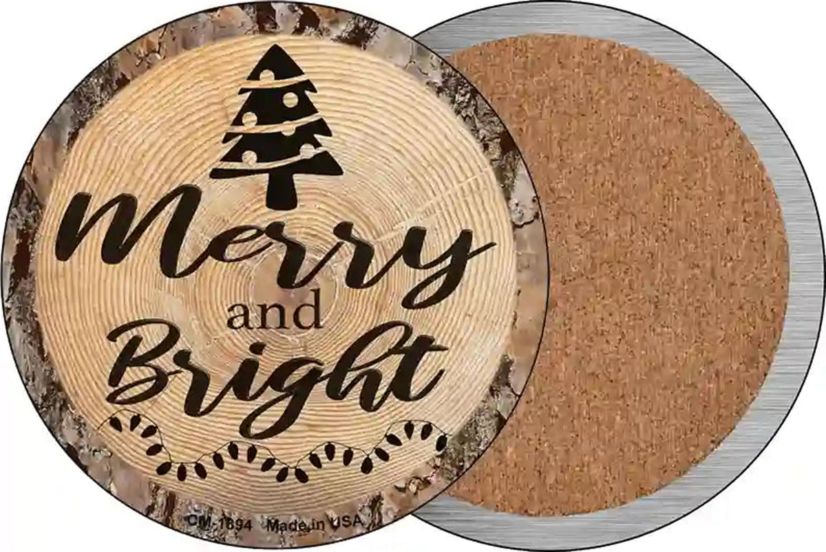 Merry and Bright Novelty Circle Coaster Set of 4