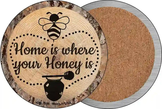 Honey is Home Novelty Circle Coaster Set of 4