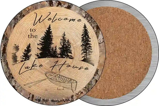 Welcome to the Lake House Novelty Circle Coaster Set of 4
