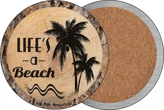 Lifes a Beach Novelty Circle Coaster Set of 4