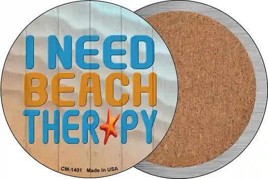 I Need Beach Therapy Novelty Circle Coaster Set of 4