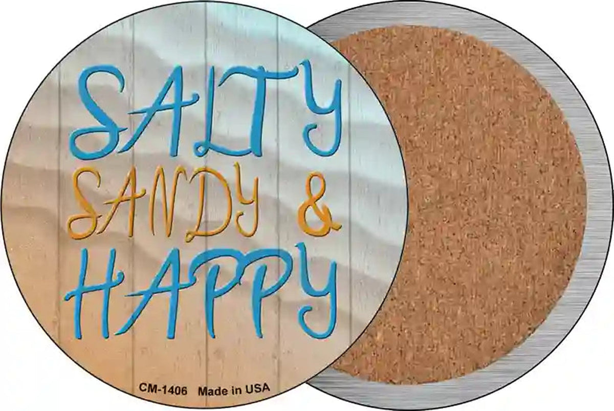 Salty Sandy and Happy Novelty Circle Coaster Set of 4