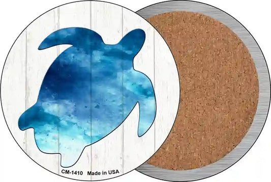 Seaturtle Silhouette Novelty Circle Coaster Set of 4