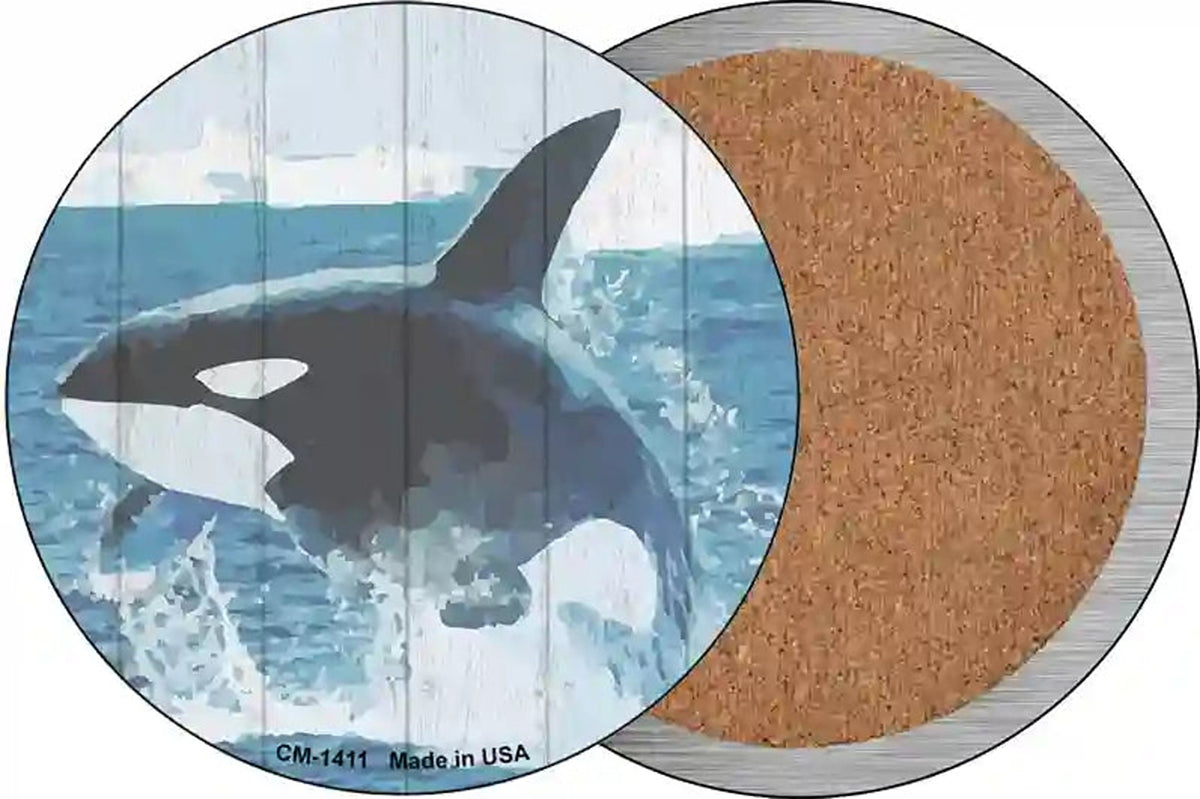 Whale Out of Water Novelty Circle Coaster Set of 4