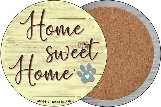 Paw Home Sweet Home Novelty Circle Coaster Set of 4