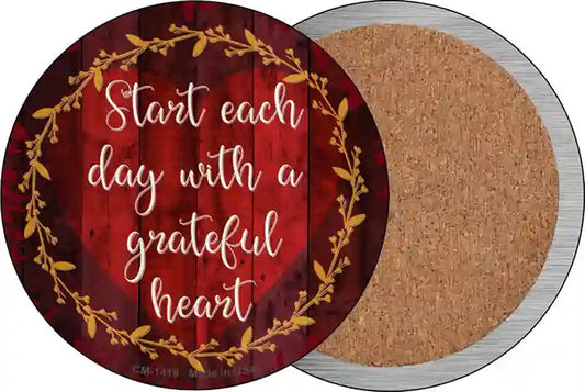 Grateful Heart Novelty Circle Coaster Set of 4