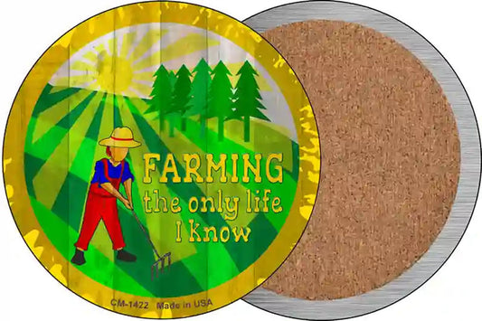 Farming All I Know Novelty Circle Coaster Set of 4