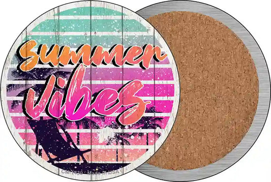 Summer Vibes Novelty Circle Coaster Set of 4