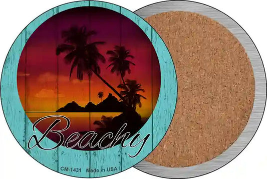 Beachy Sunset Novelty Circle Coaster Set of 4