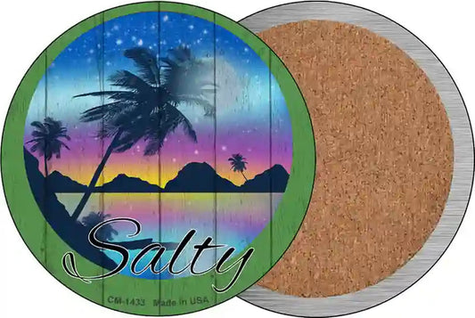 Salty Beach Scene Novelty Circle Coaster Set of 4