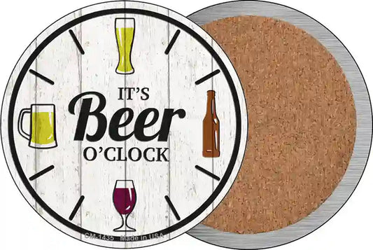 Beer Oclock Novelty Circle Coaster Set of 4
