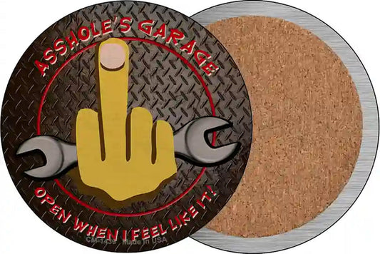 Flip Off Wrench Novelty Circle Coaster Set of 4