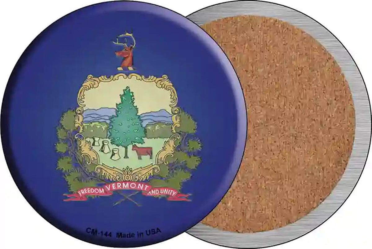 Vermont State Flag Novelty Circle Coaster Set of 4
