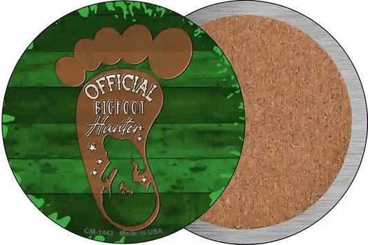 Bigfoot Hunter Footprint Novelty Circle Coaster Set of 4