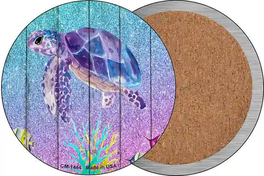 Colorful Sea Turtle Novelty Circle Coaster Set of 4