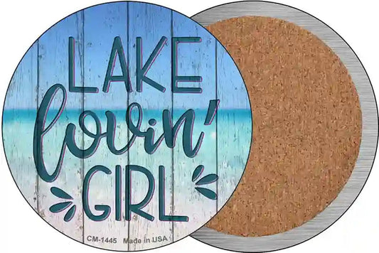 Lake Lovin Girl Novelty Circle Coaster Set of 4