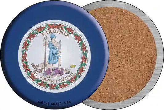 Virginia State Flag Novelty Circle Coaster Set of 4