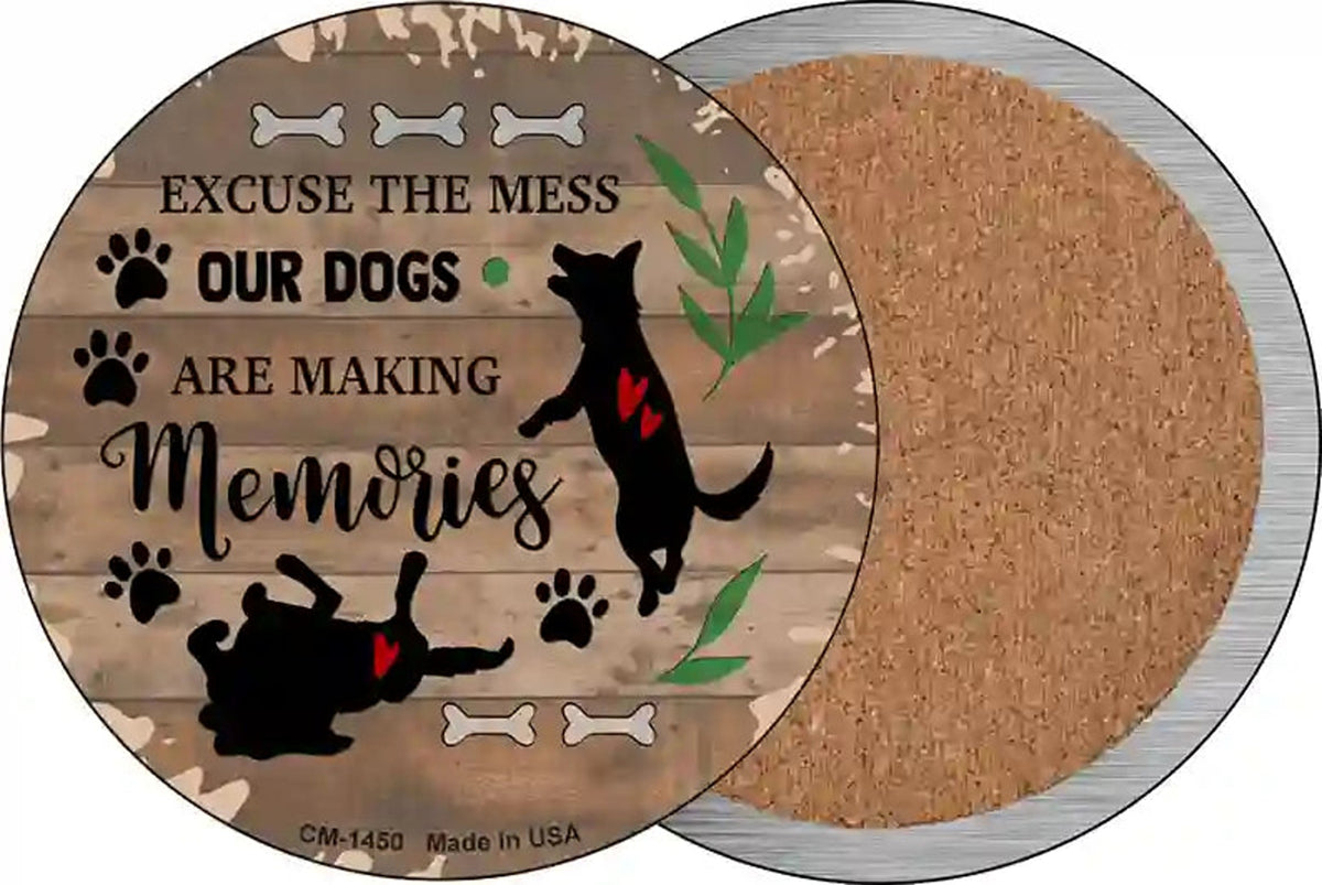 Our Dogs Are Making Memories Novelty Circle Coaster Set of 4