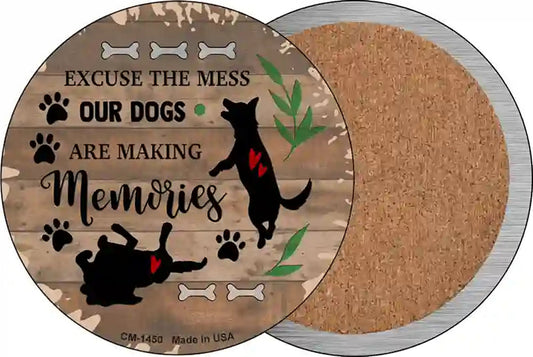 Our Dogs Are Making Memories Novelty Circle Coaster Set of 4