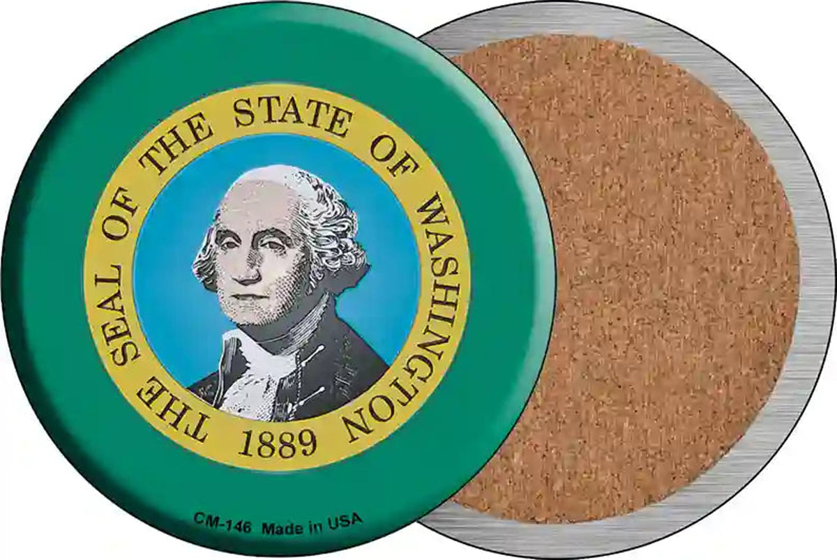 Washington State Flag Novelty Circle Coaster Set of 4