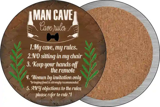 Cave Rules My Rules Novelty Circle Coaster Set of 4