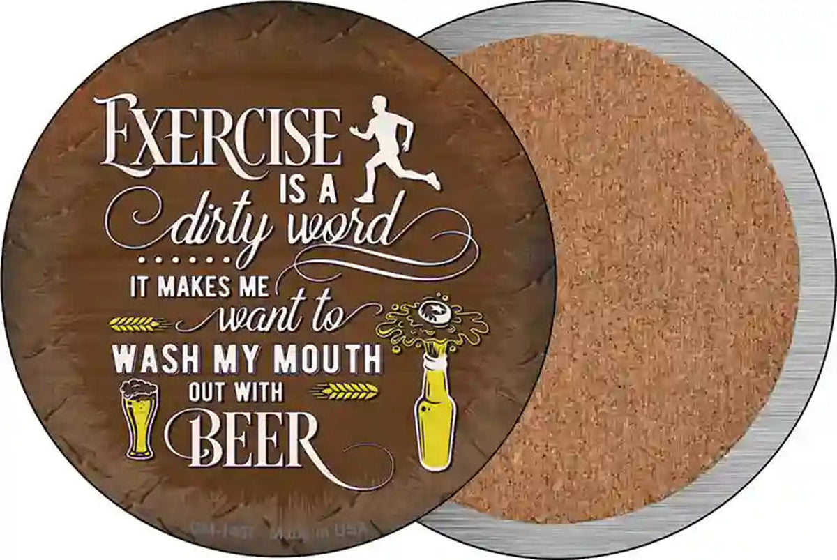 Wash My Mouth With Beer Novelty Circle Coaster Set of 4