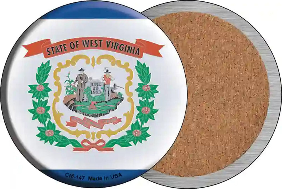 West Virginia State Flag Novelty Circle Coaster Set of 4