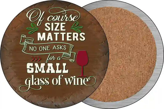 Size Matters Small Glass Novelty Circle Coaster Set of 4